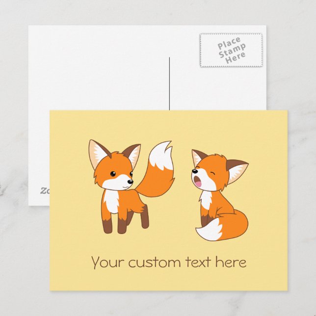 Pair of Cute Little Foxes Postcard (Front/Back)