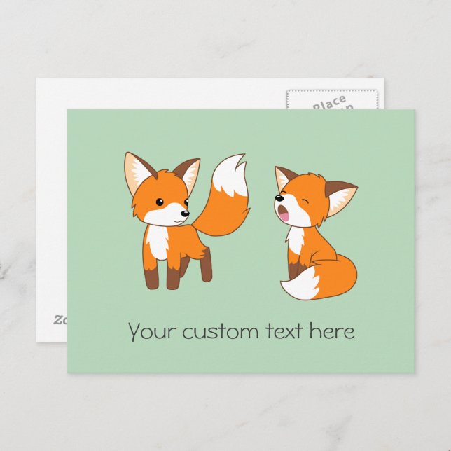Pair of Cute Little Foxes Postcard (Front/Back)