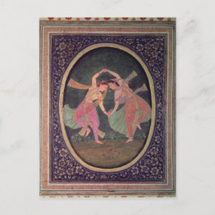 Pair of dancing girls performing a Kathak Postcard
