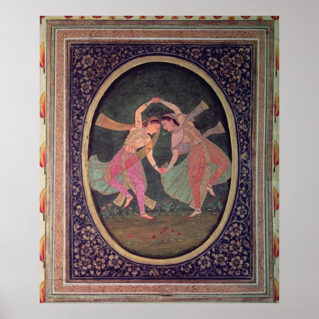 Pair of dancing girls performing a Kathak Poster (Front)