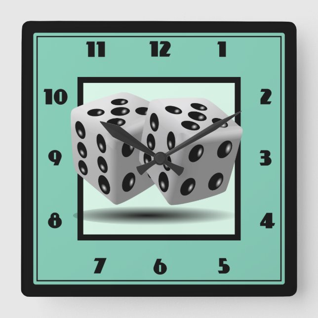 Pair of Dice Square Wall Clock (Front)