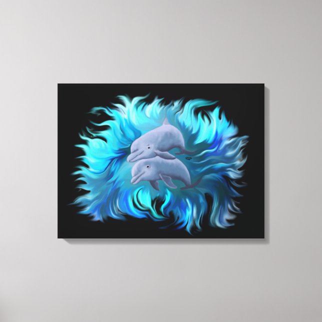Pair of dolphins canvas print (Front)