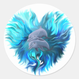 Pair of Dolphins Classic Round Sticker