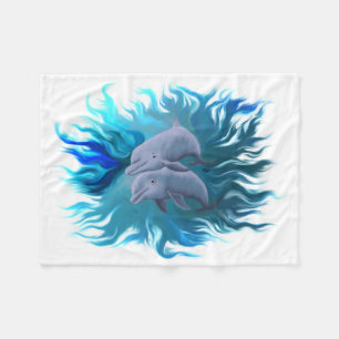 Pair of dolphins fleece blanket