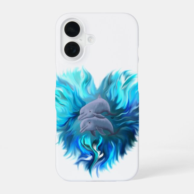 Pair of Dolphins iPhone 16 Case (Back)