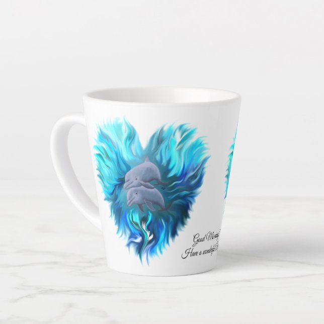 Pair of Dolphins Latte Mug (Left Angle)