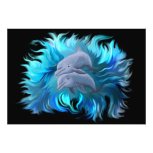 Pair of dolphins photo print