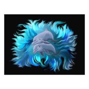 Pair of dolphins photo print