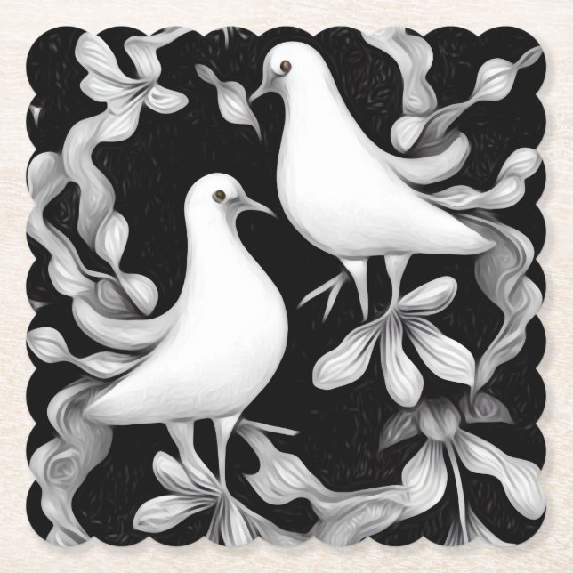 Pair of Doves Paper Coaster (Front)