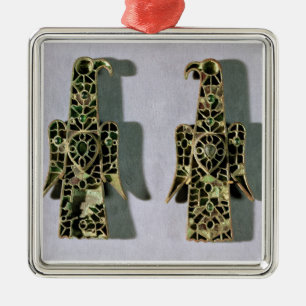 Pair of Eagle-Shaped Brooches (metal and enamel) Metal Tree Decoration