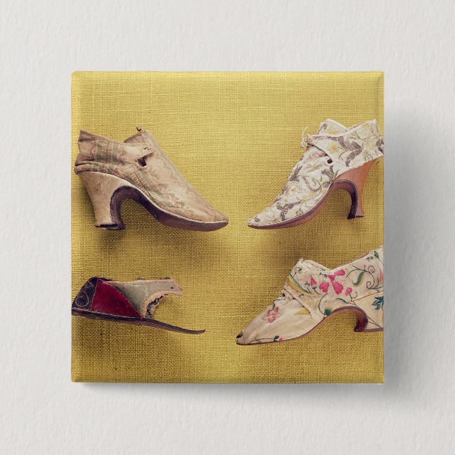 Pair of embroidered shoes, c.1714 15 cm square badge (Front)