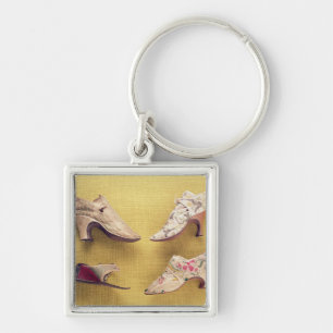 Pair of embroidered shoes, c.1714 key ring