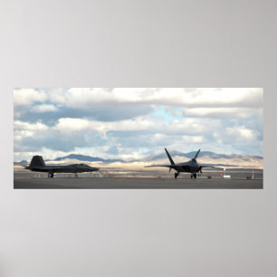 Pair of F-22 Raptor Aircraft Poster