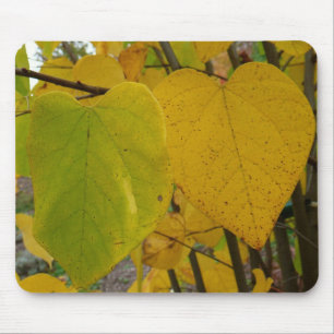 Pair of Fall Redbud Leaves Autumn Photography Mouse Mat
