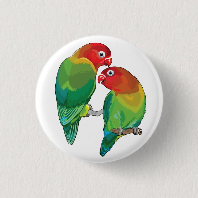pair of fischer"s lovebirds 3 cm round badge (Front)