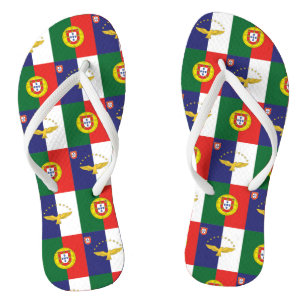 Pair of Flip Flops with Portugal and Azores flags