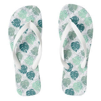 Pair of Flip Flops with tropic leaves print