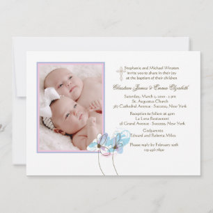 Pair of Flowers Religious Photo Invitation