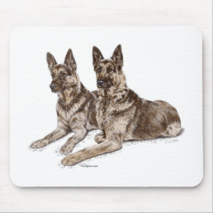 Pair of German Shepherd Dogs Mouse Mat