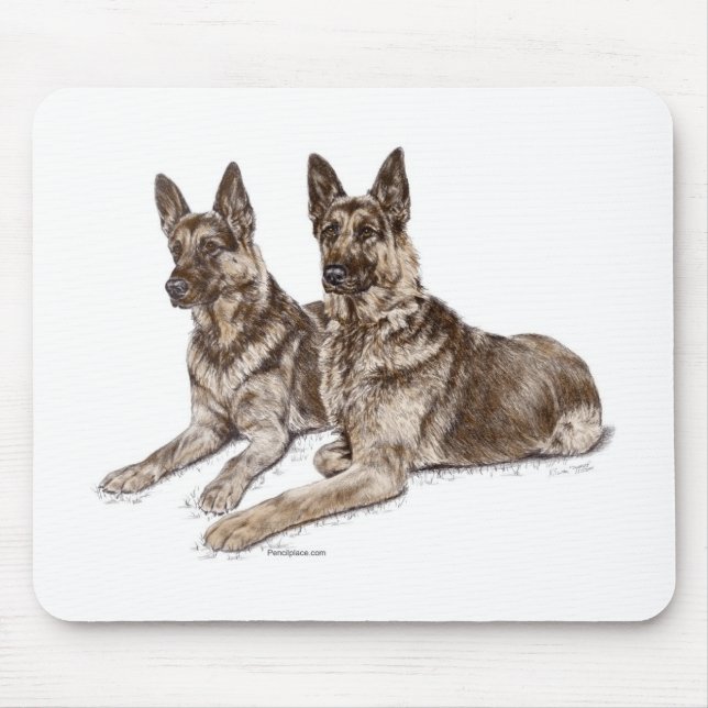 Pair of German Shepherd Dogs Mouse Mat (Front)