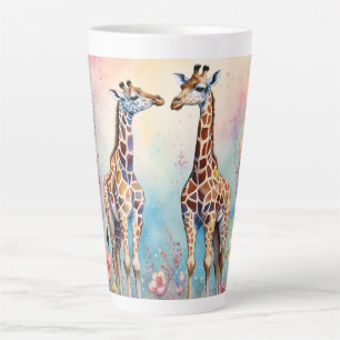 Pair of Giraffes in Love in a Pastel Garden Latte Mug