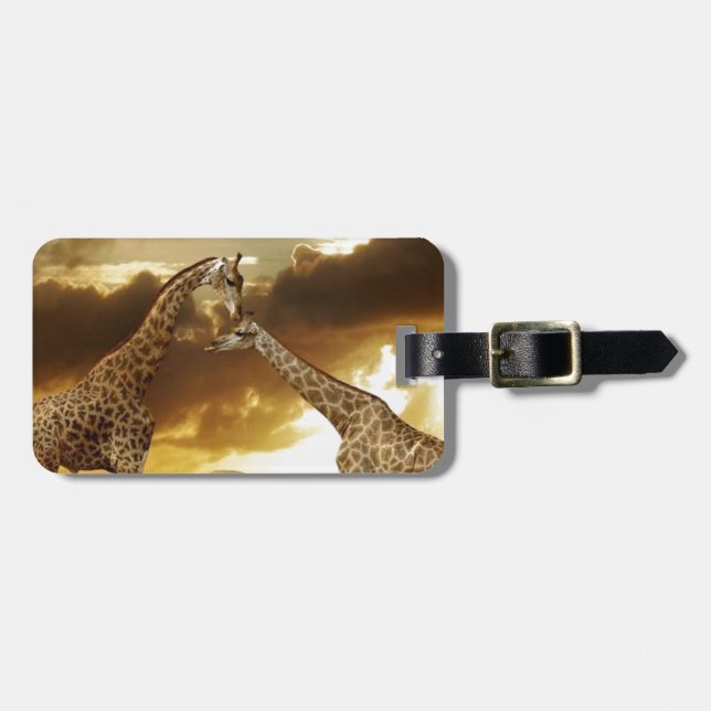 Pair of Giraffes Luggage Tag (Front Horizontal)