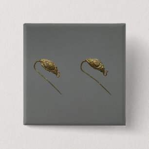 Pair of gold earrings, Liao Dynasty 15 Cm Square Badge