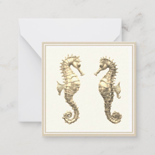 Pair of Golden Seahorses Sea Ocean Animal Wildlife Card (Front)