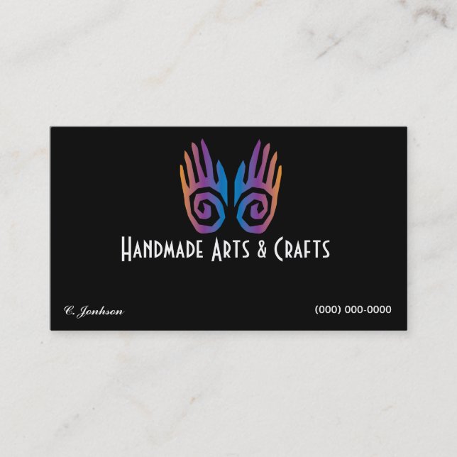 Pair of Hands Logo Business Card Arts and Crafts (Front)