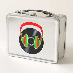 Pair Of Headphones On Vinyl Metal Lunch Box