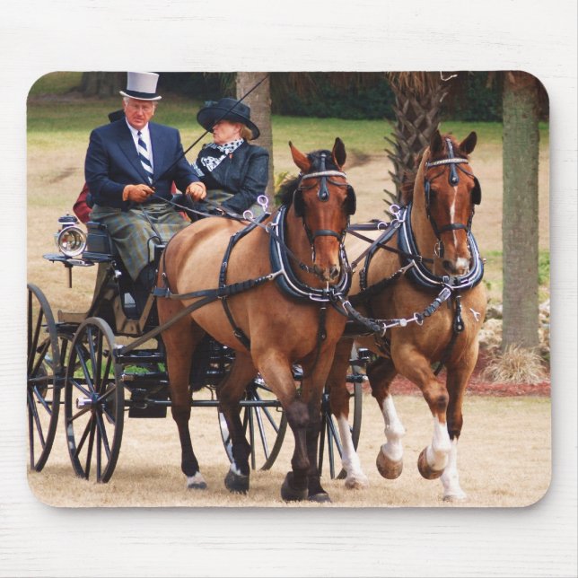 pair of horses pulling carriage mouse mat (Front)