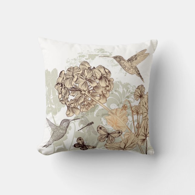 Pair of Hummingbirds Cushion (Front)