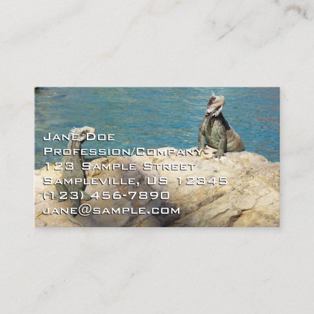 Pair of Iguanas Tropical Wildlife Photography Business Card (Front)