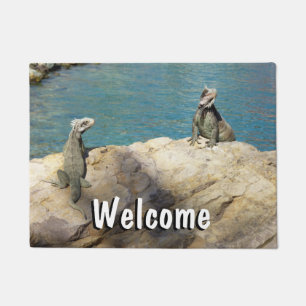 Pair of Iguanas Tropical Wildlife Photography Doormat