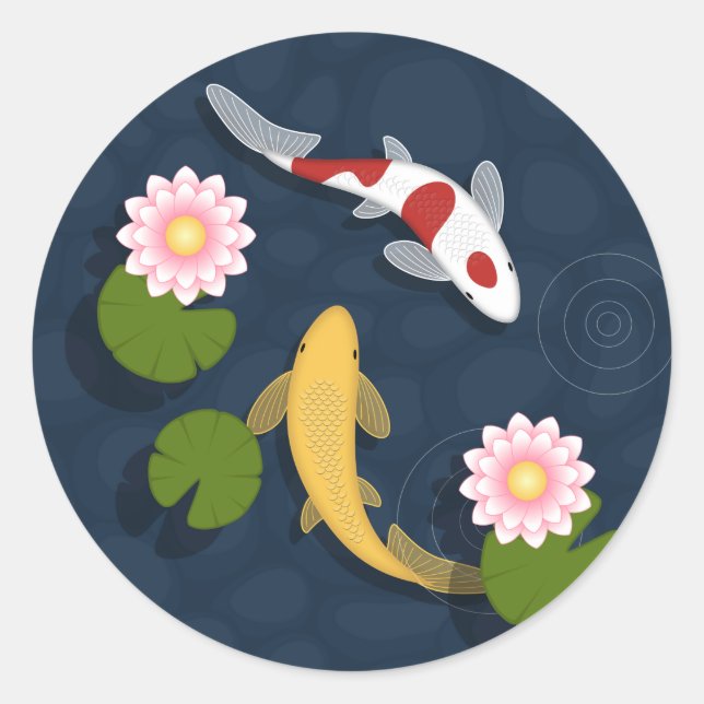 Pair of Japanese Koi Fish Classic Round Sticker (Front)