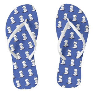 Pair of KiniArt White Cat Flip Flops