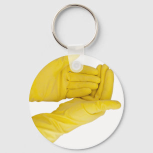 Pair of latex gloves key ring