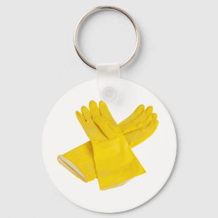 Pair of latex gloves key ring