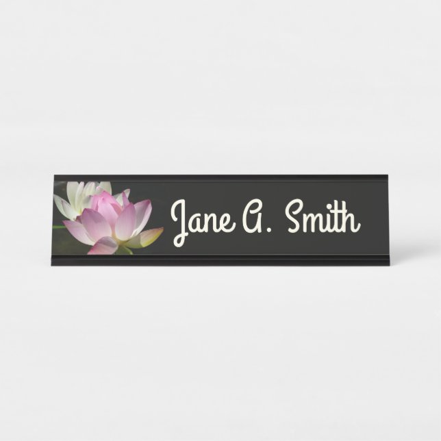 Pair of Lotus Flowers II Desk Name Plate (Front)