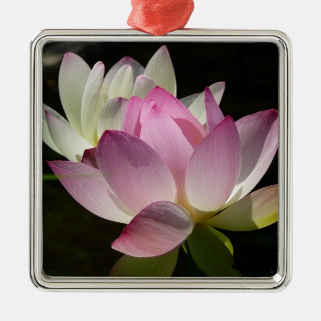 Pair of Lotus Flowers II Metal Tree Decoration (Front)