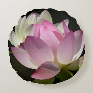 Pair of Lotus Flowers II Round Cushion