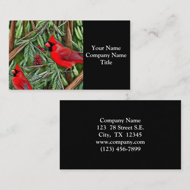 Pair of Majestic Wild Red Cardinals Business Card (Front/Back)
