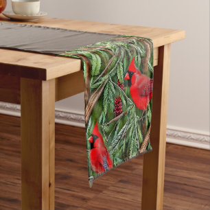 Pair of Majestic Wild Red Cardinals Short Table Runner