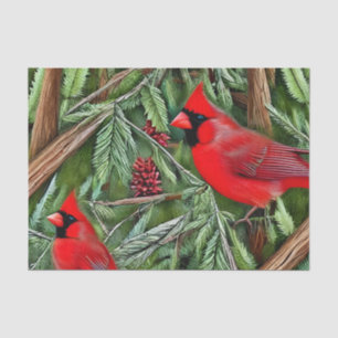 Pair of Majestic Wild Red Cardinals Tissue Paper