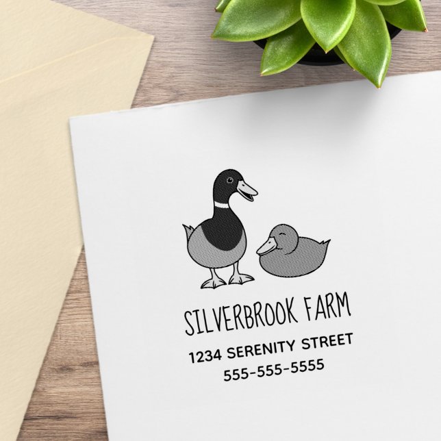 Pair of Mallard Ducks Farm Address Rubber Stamp (Creator Uploaded)