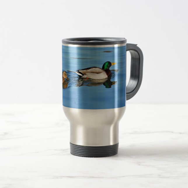 Pair of mallard ducks travel mug (Front Right)