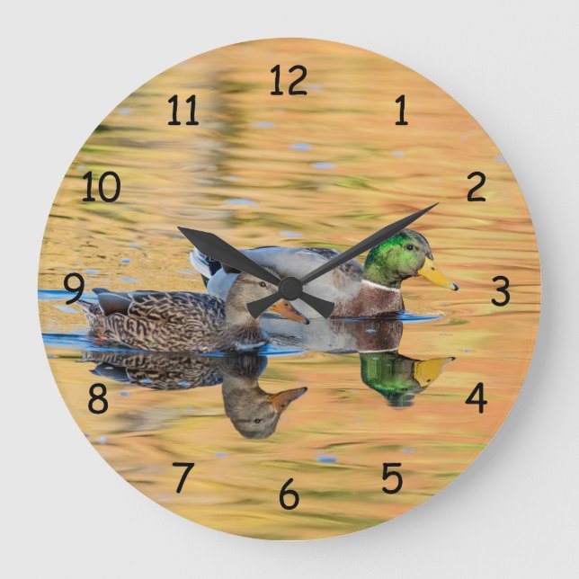 Pair of Mallards Large Clock (Front)
