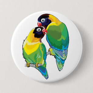 pair of masked lovebirds 7.5 cm round badge