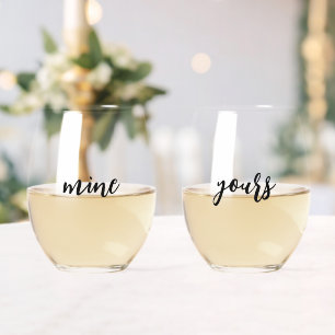 Pair of Mine Yours Stemless Wine Glass