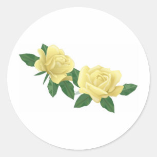 Pair of Pale Yellow Roses Classic Round Sticker